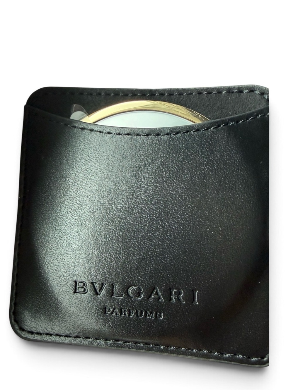 New Bulgari Black Leather Pocket Case with serpenti Gold Compact - Picture 3 of 3